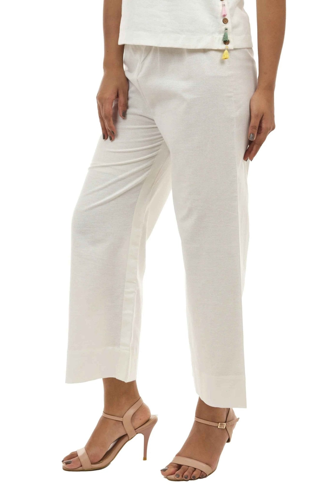 White Linen Flared Pants